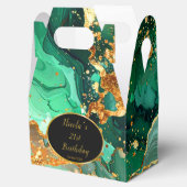 Emerald Green and Gold Marble Agate Birthday Party Bedankdoosjes (Geopend)