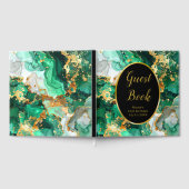 Emerald Green and Gold Marble Agate Birthday Party Gastenboek (Volledig)