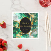 Emerald Green and Gold Marble Agate Birthday Party Servet (Insitu)
