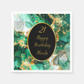 Emerald Green and Gold Marble Agate Birthday Party Servet (Voorkant)