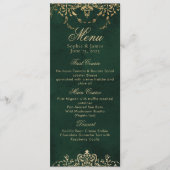 Emerald Green and Gold Ornate Elegant Wedding Menu (Voorkant)