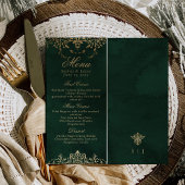 Emerald Green and Gold Ornate Elegant Wedding Menu