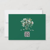 Emerald Green and Gold Rose Wedding RSVP Kaartje (Achterkant)