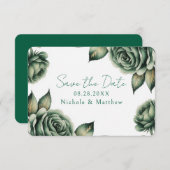 Emerald Green and Gold Rose Wedding  Save The Date (Voorkant / Achterkant)