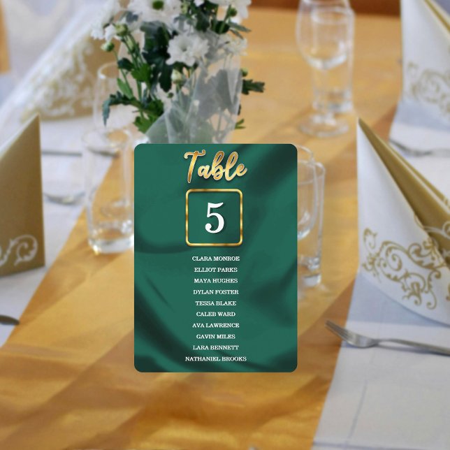 Emerald Green and Gold Table Number Seating List  (Creator heeft geüpload)