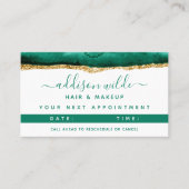 Emerald Green and Gold Waterverf Appointment Card Afsprakenkaartje (Voorkant)