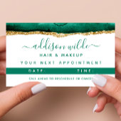 Emerald Green and Gold Waterverf Appointment Card Afsprakenkaartje