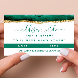 Emerald Green and Gold Waterverf Appointment Card Afsprakenkaartje