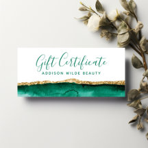 Emerald Green and Gold Waterverf Cadeaubon