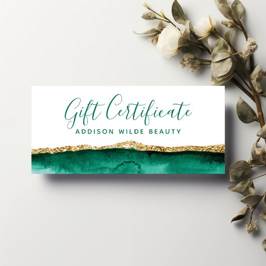 Emerald Green and Gold Waterverf Cadeaubon