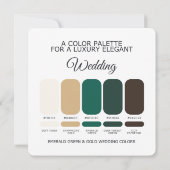 Emerald Green and Gold Wedding Color Palette Card Kaart (Achterkant)