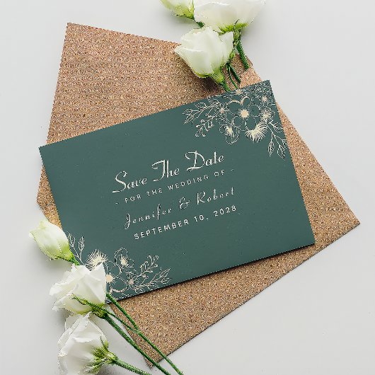 Emerald Green and Gold Wedding Save the Date