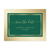Emerald Green and Gold Wedding Save the Date
