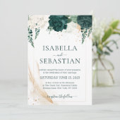 Emerald Green and White Rose Floral BUDGET Kaart (Staand voorkant)