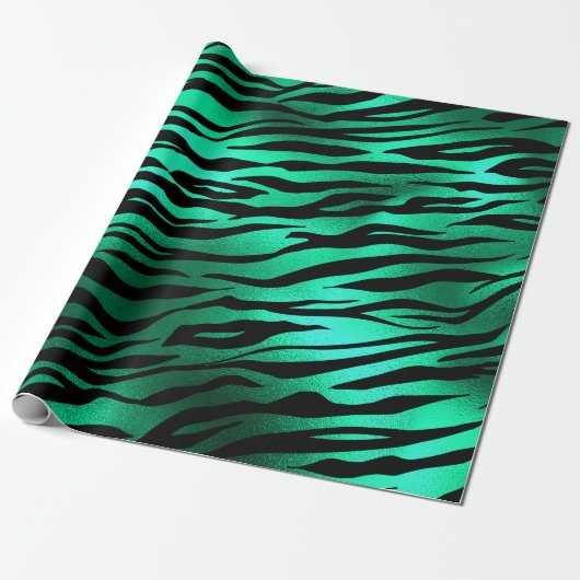 Emerald Green Animal Print Cadeaupapier (Uitgerold)