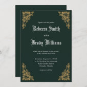 Emerald Green  Antiek Lace Wedding Kaart (Voorkant / Achterkant)