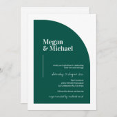 Emerald Green Arch Modern Wedding Uitnodiging (Voorkant / Achterkant)