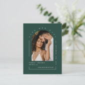 Emerald Green Arch Photo QR Code Save Our Date Briefkaart (Staand voorkant)