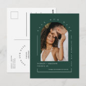 Emerald Green Arch Photo QR Code Save Our Date Briefkaart (Voorkant / Achterkant)