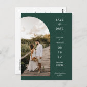 Emerald Green Arch Photo QR Code Save the Date Briefkaart (Voorkant / Achterkant)