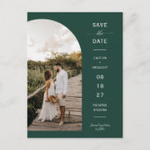 Emerald Green Arch Photo QR Code Save the Date Briefkaart (Voorkant)