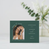 Emerald Green Arch Photo QR-code Save the Date Pos Briefkaart (Staand voorkant)