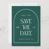 Emerald Green Arch Retro Minimalist Modern Font Save The Date (Voorkant)