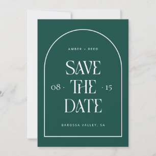 Emerald Green Arch Retro Minimalist Modern Font Save The Date