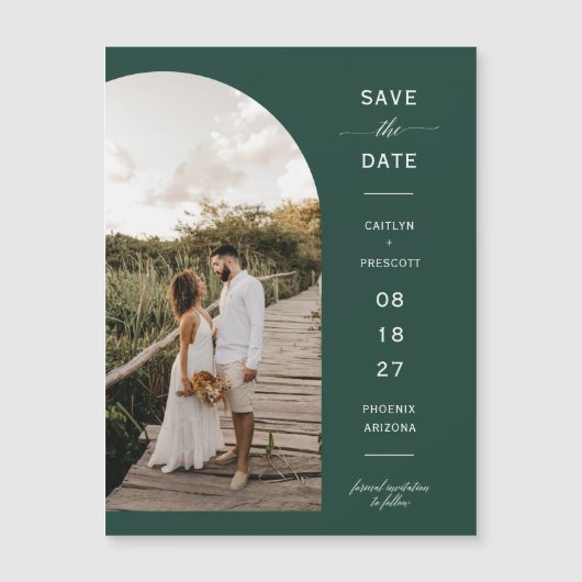 Emerald Green Arch Save the Date Magnetic Kaart (Voorkant)