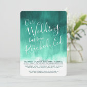 Emerald green art herschikt huwelijksuitnodiging kaart (Staand voorkant)