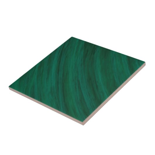 Emerald Green Artistic Brushstrokes Stripes Tegeltje (Zijkant)