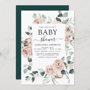 Emerald Green Baby shower Floral Greenery Kaart