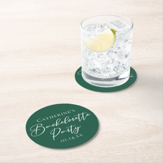Emerald Green Bachelorette Party Personalized Ronde Kartonnen Onderzetter (Insitu)