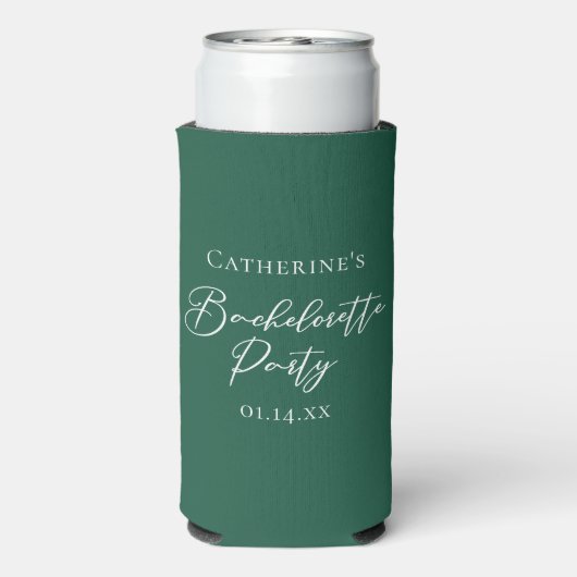 Emerald Green Bachelorette Party Personalized Seltzer Blikjeskoeler (Seltzer Achterkant)