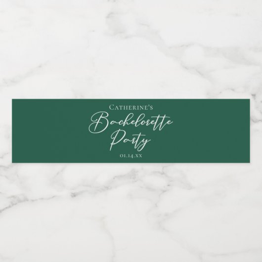 Emerald Green Bachelorette Party Personalized Waterfles Etiket (Enkel label)