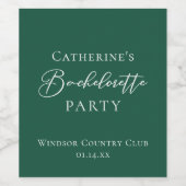 Emerald Green Bachelorette Party Personalized Wijn Etiket (Enkel label)