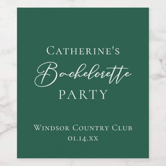 Emerald Green Bachelorette Party Personalized Wijn Etiket (Enkel label)