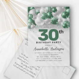 Emerald Green Balloon Glitter Elke Verjaardag Briefkaart