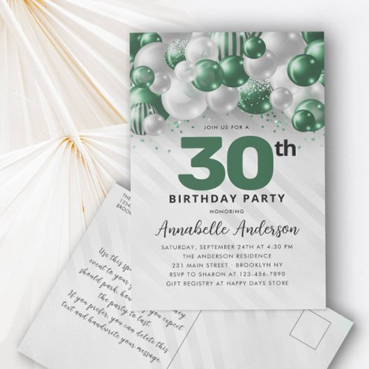 Emerald Green Balloon Glitter Elke Verjaardag Briefkaart