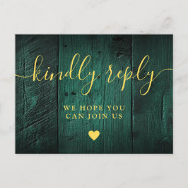 Emerald Green Barn Wood Song Request RSVP Briefkaa Uitnodiging Briefkaart