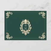 Emerald Green Barok Gold Wedding Details Informatiekaartje (Achterkant)