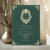 Emerald Green Barok Gold Wedding Kaart