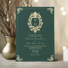 Emerald Green Barok Gold Wedding Kaart