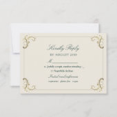 Emerald Green Barok Gold Wedding RSVP Kaartje (Voorkant)