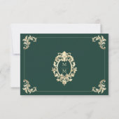 Emerald Green Barok Gold Wedding RSVP Kaartje (Achterkant)