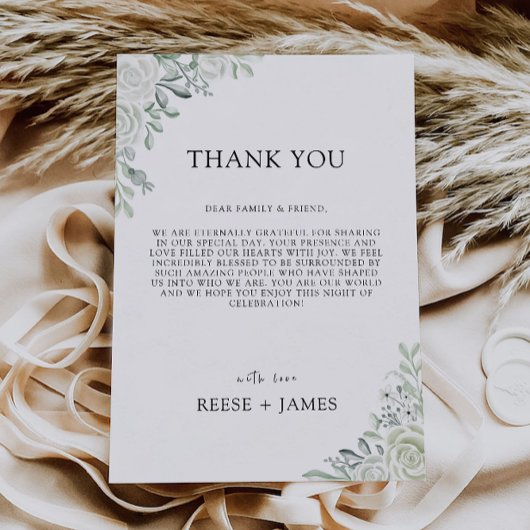 Emerald Green bedankbrief, Napkin notitie menu