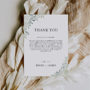 Emerald Green bedankbrief, Napkin notitie menu