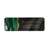 Emerald Green Black Agate Wedding Retouradres Etiket (Voorkant)