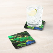 Emerald Green Black Fluid Art Marmer Bier Onderzetter (Rechterzijde)