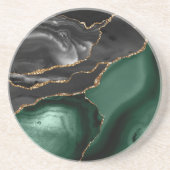 Emerald Green Black Gold Agate Zandsteen Onderzetter (Voorkant)